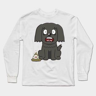 Funny black dog steps on a dirty diaper Long Sleeve T-Shirt